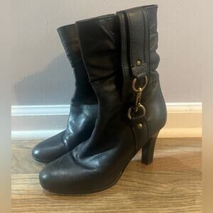 Coach Torree Leather Slouchy Hinged Key chain buckle Heeled boot Made in Italy 7